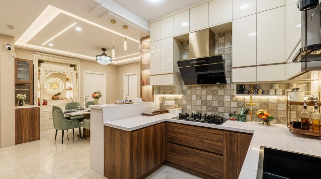 Kitchen Breakfast Bar Sage Walnut Lakshi Home Chennai