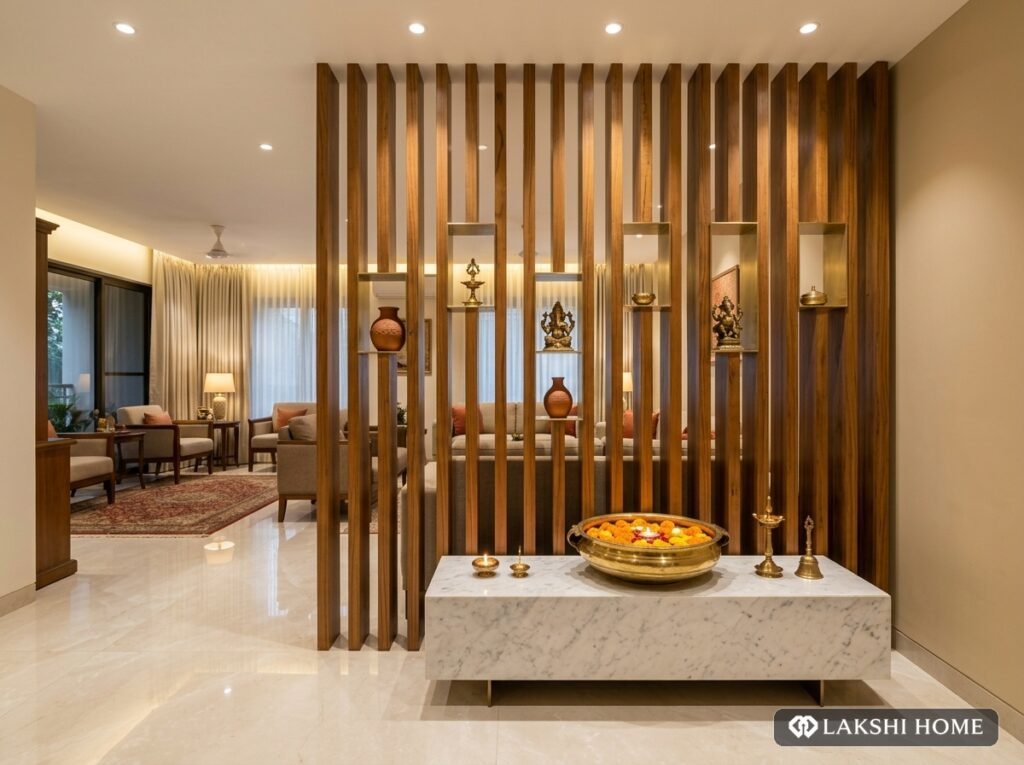 Teak Slat Partition in Adyar Chennai Lakshi Home Chennai