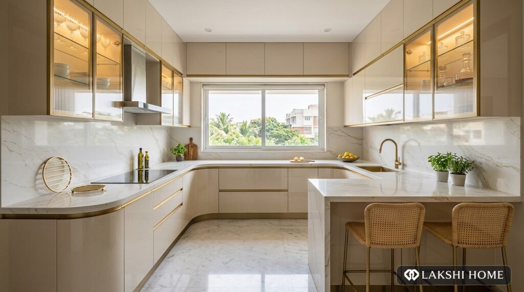 U-Shaped Acrylic Modular Kitchen Besant Nagar | Lakshi Home Lakshi Home Chennai