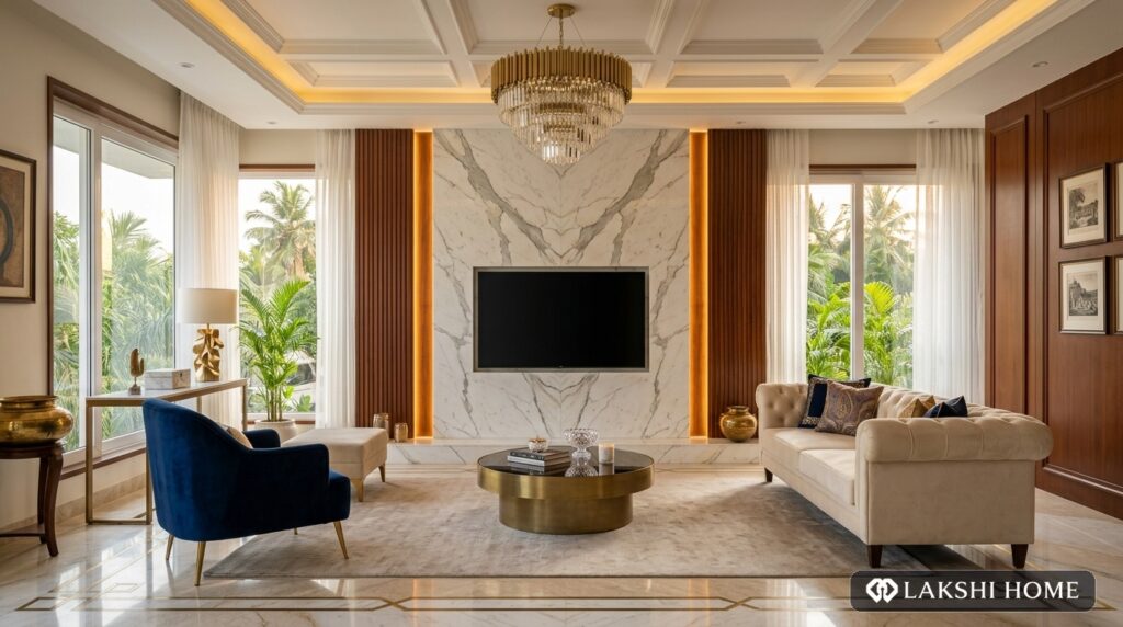 Fluted TV Lounge in Kilpauk Chennai Lakshi Home Chennai