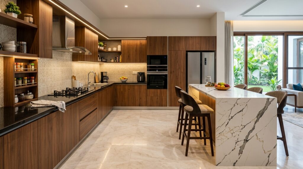 Modular Kitchen Slab & Countertop Designs in Chennai (Quartz vs Granite)