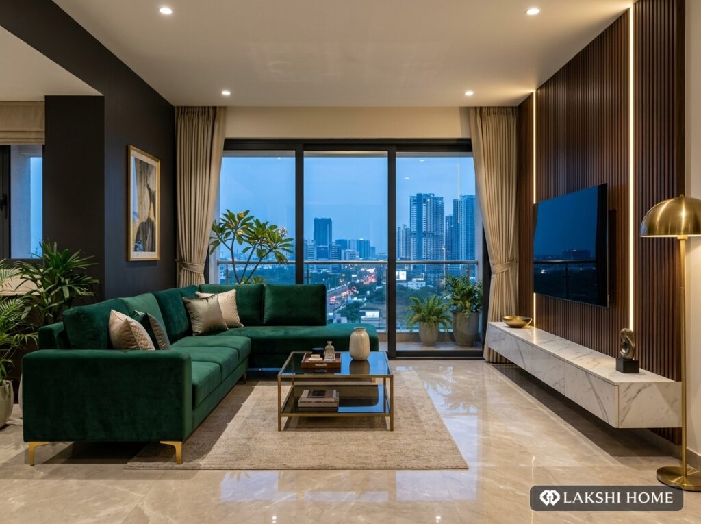 Emerald Velvet Modular TV Lounge in Perungudi OMR Chennai Lakshi Home Chennai