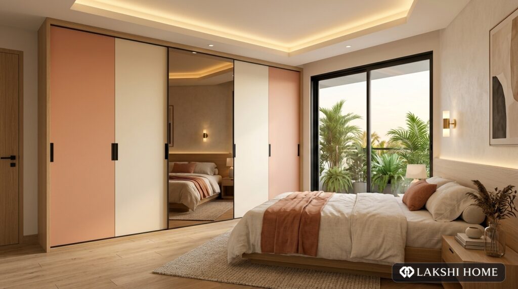 Pastel Color Blocked Sliding Wardrobe in Porur Chennai Lakshi Home Chennai
