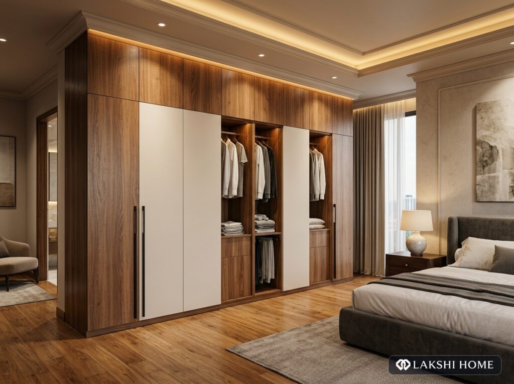 Floor-to-Ceiling Wardrobe with Seamless Lofts in Sholinganallur OMR Chennai Lakshi Home Chennai